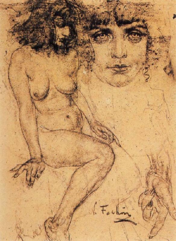 Nikolay Fechin Nude Face and hands